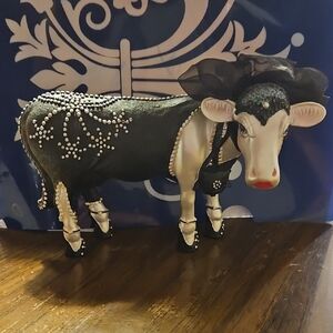 Decorative Black and White Cow Figurine
